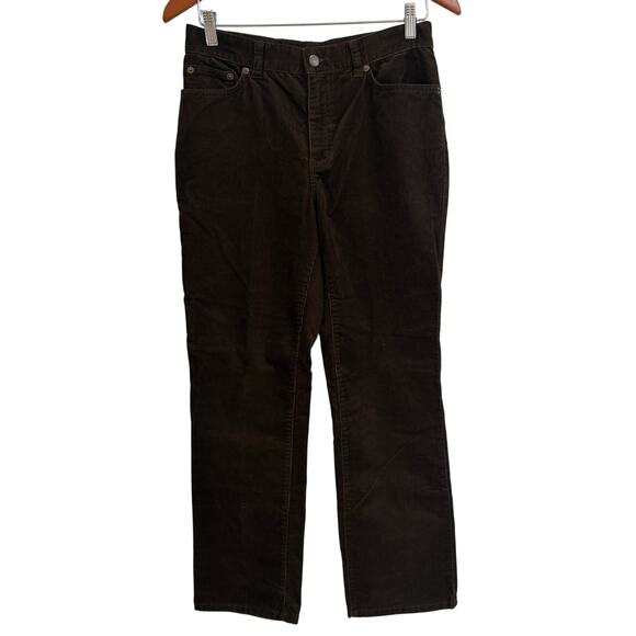 Lauren Jeans Pants - Lauren Jeans Women Petite 8P PM Brown Corduroy Straight Stretch Vintage EUCf